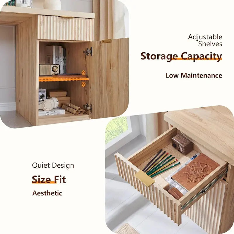 Bureau de direction moderne 60 pouces, bureau d'ordinateur en bois pour bureau à domicile, bureau cannelé