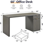 Bureau de direction moderne 60 pouces, bureau d'ordinateur en bois pour bureau à domicile, bureau cannelé