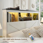 Lit en bois de taille double de style ferme avec tête de lit de rangement et tiroirs