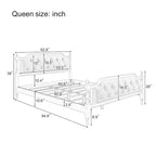 Lit plateforme Queen en bois avec tête de lit capitonnée et design artisanal