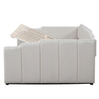 Lit de repos à cadre tapissé avec rangement relevable et garde-corps irrégulier, canapé-lit double pour chambre à coucher ou salon