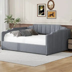 Lit de repos à cadre tapissé avec rangement relevable et garde-corps irrégulier, canapé-lit double pour chambre à coucher ou salon