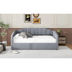 Lit de repos à cadre tapissé avec rangement relevable et garde-corps irrégulier, canapé-lit double pour chambre à coucher ou salon