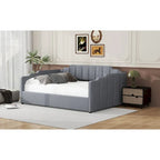 Lit de repos à cadre tapissé avec rangement relevable et garde-corps irrégulier, canapé-lit double pour chambre à coucher ou salon