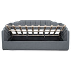 Lit de repos à cadre tapissé avec rangement relevable et garde-corps irrégulier, canapé-lit double pour chambre à coucher ou salon