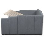 Lit de repos à cadre tapissé avec rangement relevable et garde-corps irrégulier, canapé-lit double pour chambre à coucher ou salon