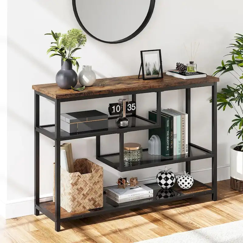 Table d'entrée, console 4 étagères avec rangements