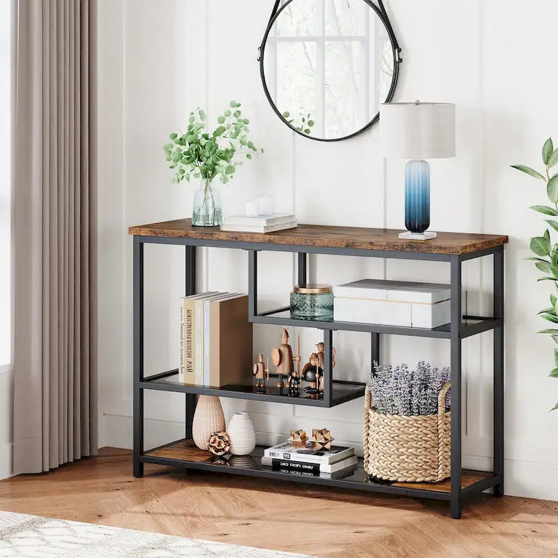 Table d'entrée, console 4 étagères avec rangements