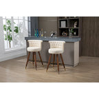 COOLMORE Tabourets de bar vintage rembourrés avec dossier et repose-pieds, hauteur fixe, rotation à 360° pour cuisine, salle à manger, bar à domicile