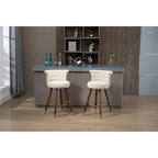 COOLMORE Tabourets de bar vintage rembourrés avec dossier et repose-pieds, hauteur fixe, rotation à 360° pour cuisine, salle à manger, bar à domicile