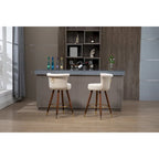 COOLMORE Tabourets de bar vintage rembourrés avec dossier et repose-pieds, hauteur fixe, rotation à 360° pour cuisine, salle à manger, bar à domicile