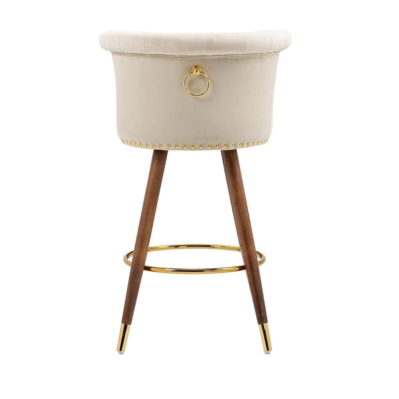 COOLMORE Tabourets de bar vintage rembourrés avec dossier et repose-pieds, hauteur fixe, rotation à 360° pour cuisine, salle à manger, bar à domicile