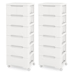 Costway Lot de 2 chariots de rangement à roulettes en plastique à 7 tiroirs avec 4 roulettes universelles - Voir détails