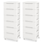 Costway 2 PCS 7-Drawer Plastic Rolling Storage Cart with 4 Universal - See Details