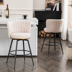 Lot de 2 tabourets de bar pivotants modernes, tabouret de comptoir rembourré avec dossier pour cuisine, bar, salle à manger