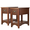 Gymax Lot de 2 Tables d'appoint Contemporaines Compactes avec Tiroir - 33 X 56 X 58 cm (L X l X H)