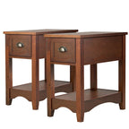 Gymax Lot de 2 Tables d'appoint Contemporaines Compactes avec Tiroir - 33 X 56 X 58 cm (L X l X H)