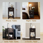 Gymax Lot de 2 Tables d'appoint Contemporaines Compactes avec Tiroir - 33 X 56 X 58 cm (L X l X H)