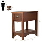 Gymax Lot de 2 Tables d'appoint Contemporaines Compactes avec Tiroir - 33 X 56 X 58 cm (L X l X H)
