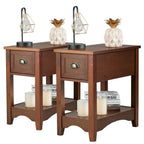 Gymax Lot de 2 Tables d'appoint Contemporaines Compactes avec Tiroir - 33 X 56 X 58 cm (L X l X H)