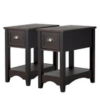 Gymax Lot de 2 Tables d'appoint Contemporaines Compactes avec Tiroir - 33 X 56 X 58 cm (L X l X H)