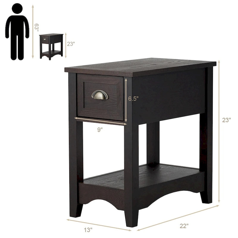 Gymax Lot de 2 Tables d'appoint Contemporaines Compactes avec Tiroir - 33 X 56 X 58 cm (L X l X H)