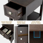 Gymax Lot de 2 Tables d'appoint Contemporaines Compactes avec Tiroir - 33 X 56 X 58 cm (L X l X H)