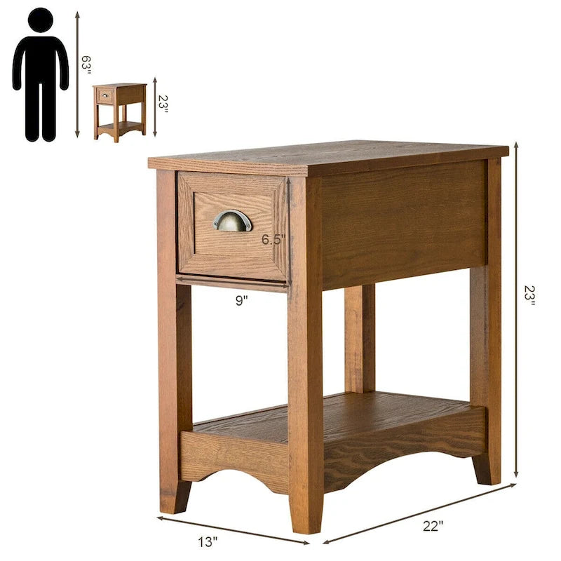 Gymax Lot de 2 Tables d'appoint Contemporaines Compactes avec Tiroir - 33 X 56 X 58 cm (L X l X H)