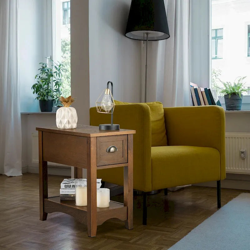 Gymax Lot de 2 Tables d'appoint Contemporaines Compactes avec Tiroir - 33 X 56 X 58 cm (L X l X H)
