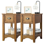 Gymax Lot de 2 Tables d'appoint Contemporaines Compactes avec Tiroir - 33 X 56 X 58 cm (L X l X H)