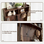 Banc d'entrée de ferme de 42 po de large avec porte-manteau, armoire de vestiaire