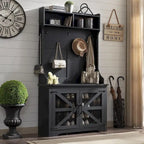 Banc d'entrée de ferme de 42 po de large avec porte-manteau, armoire de vestiaire
