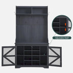Banc d'entrée de ferme de 42 po de large avec porte-manteau, armoire de vestiaire