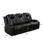 Ensemble canapé inclinable 3 places moderne en cuir avec LED et recharge sans fil