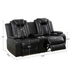 Ensemble canapé inclinable 3 places moderne en cuir avec LED et recharge sans fil