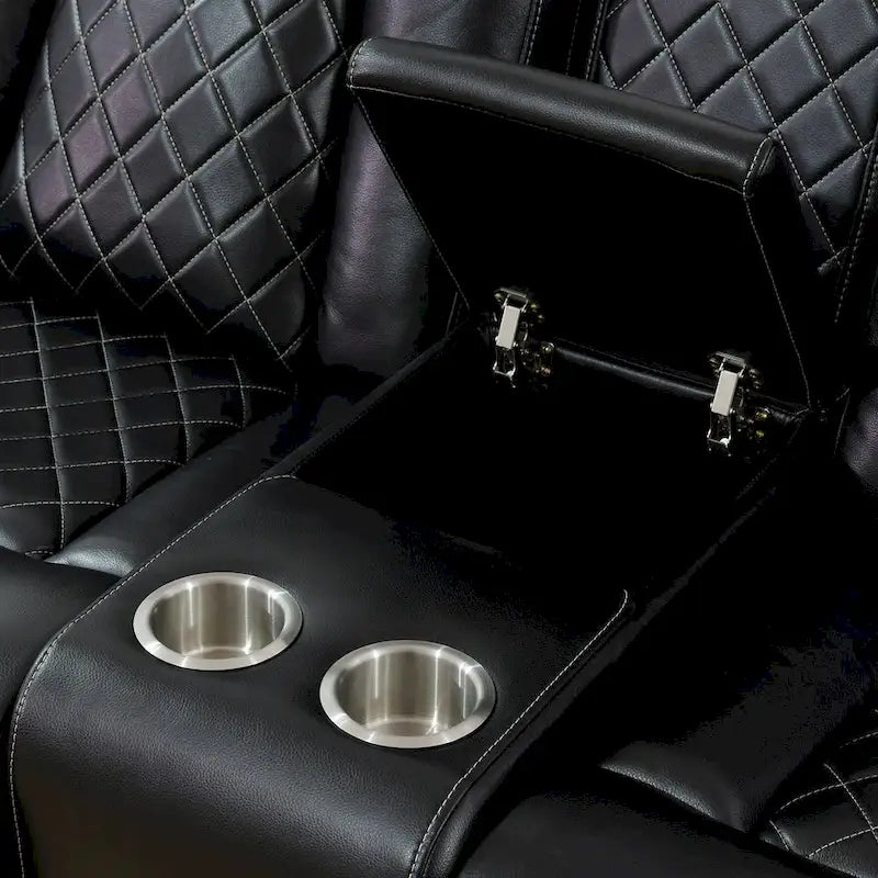 Ensemble canapé inclinable 3 places moderne en cuir avec LED et recharge sans fil
