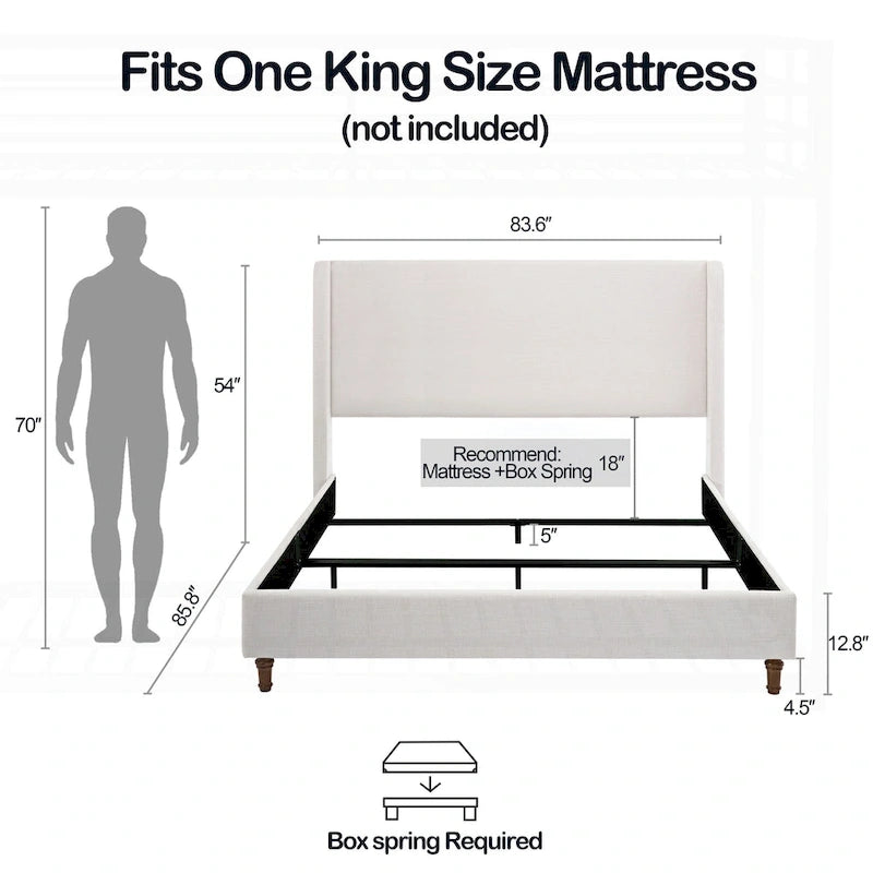 Lit king-size capitonné avec accoudoirs, élégant pour des nuits de rêve
