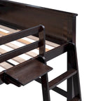 Lit mezzanine double avec tiroirs et bureau, lit mezzanine en bois avec étagères - Blanc