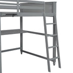 Lit mezzanine double avec tiroirs et bureau, lit mezzanine en bois avec étagères - Blanc