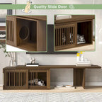 Meuble TV extensible avec coussin pour chat, Meuble TV moderne pour téléviseurs jusqu'à 85 pouces, Meuble TV avec porte coulissante