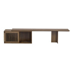 Meuble TV extensible avec coussin pour chat, Meuble TV moderne pour téléviseurs jusqu'à 85 pouces, Meuble TV avec porte coulissante
