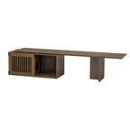Meuble TV extensible avec coussin pour chat, Meuble TV moderne pour téléviseurs jusqu'à 85 pouces, Meuble TV avec porte coulissante