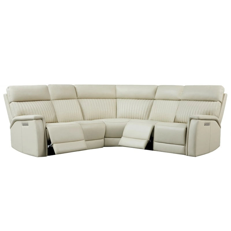 Canapé sectionnel inclinable électrique Cole 105 W en cuir véritable avec ports USB et USB-C, fauteuil sans accoudoirs électrique