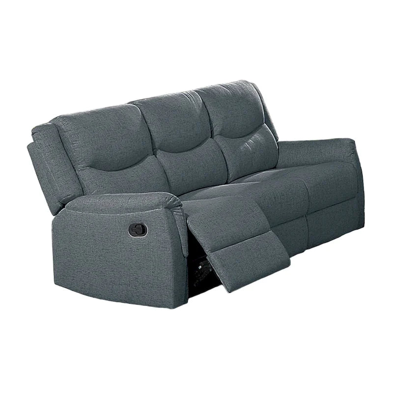 Canapé inclinable manuel Ammy, accoudoirs coussinés, 75 po, bois, faux lin gris