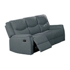 Canapé inclinable manuel Ammy, accoudoirs coussinés, 75 po, bois, faux lin gris