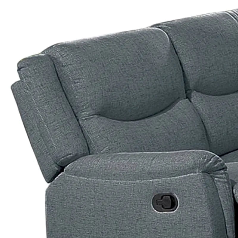 Canapé inclinable manuel Ammy, accoudoirs coussinés, 75 po, bois, faux lin gris