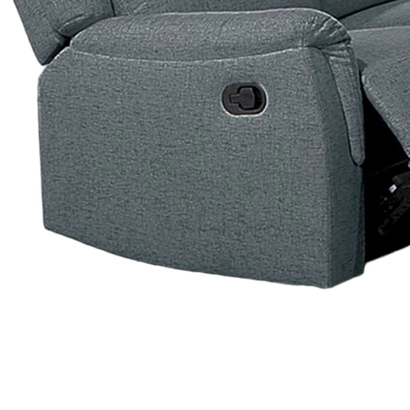 Canapé inclinable manuel Ammy, accoudoirs coussinés, 75 po, bois, faux lin gris