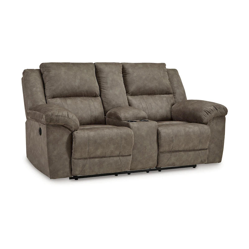Causeuse inclinable manuelle double surdimensionnée Larson, similicuir marron