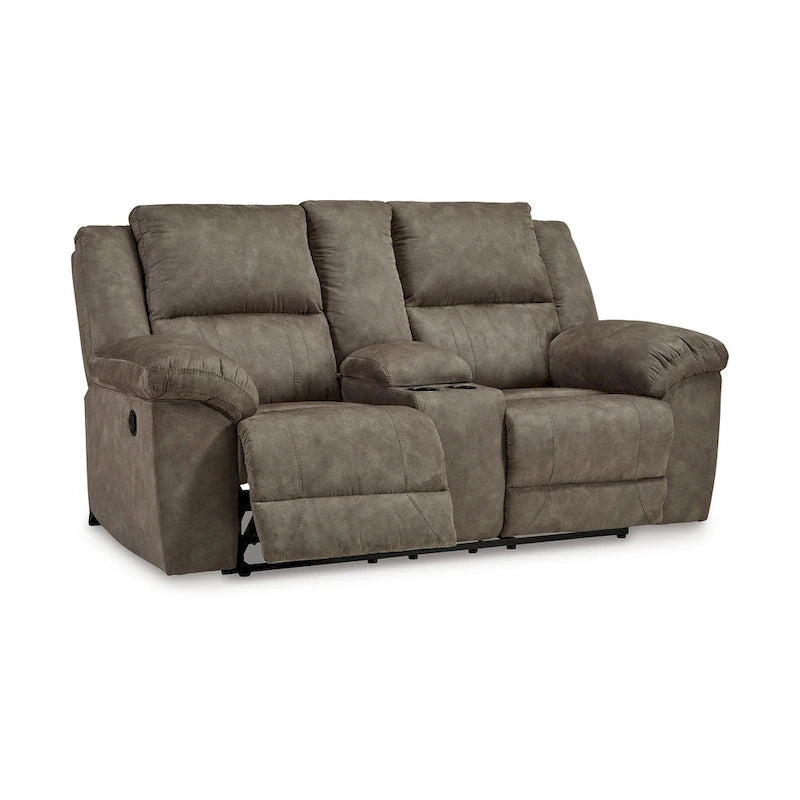 Causeuse inclinable manuelle double surdimensionnée Larson, similicuir marron