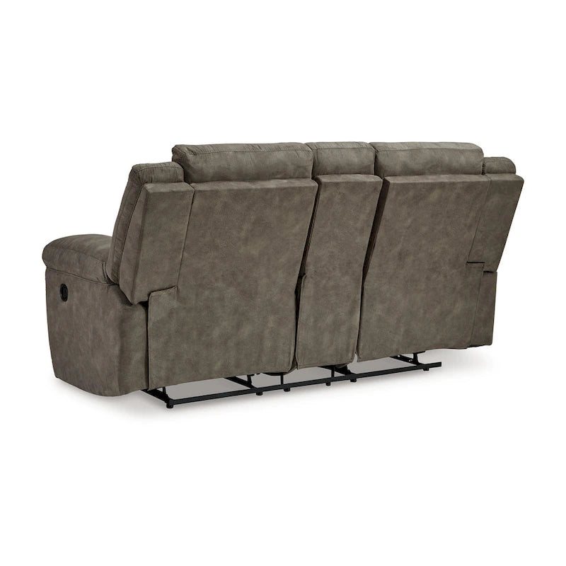 Causeuse inclinable manuelle double surdimensionnée Larson, similicuir marron